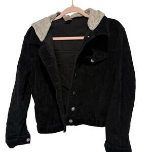 no boundaries black corduroy jacket with detachable hood size small